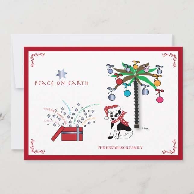 Julfred på jorden - Flerspråkig Helgdag Julkort (Framsida)