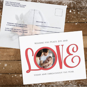Julfreden Joy och Kärlek Cute Modern Two Photo Helg Vykort