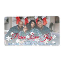 Julfreden Kärlek Joy Red Script Ditt foto Fraktsedel