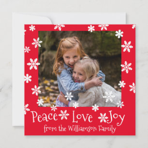Julfreden Kärlek Joy White Snowflake Red