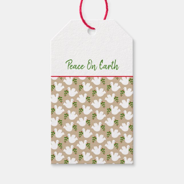 Julfreden på jorden Dove Faith Helgdag Gift Presentetikett (Framsidan)