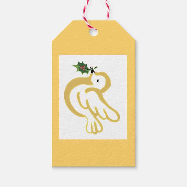 Julfredsduva med holly presentetikett (Framsidan)