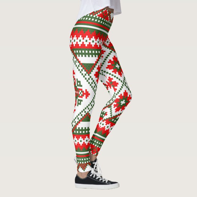 Julful sweater mönster Helgdag-baljväxter Leggings (Höger)