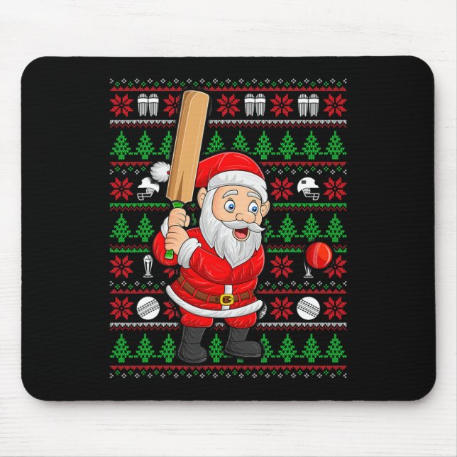 Julful Ugly Sweater Stil Julgubbe Spelar Cricket J Musmatta (Framsidan)