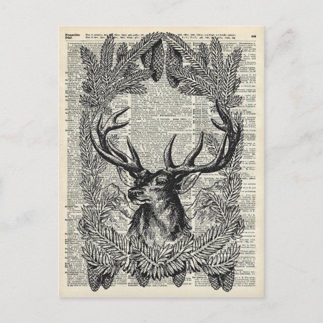 Julfullvuxen hankronhjort helg vykort (Framsida)