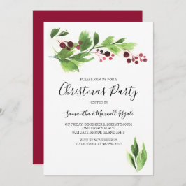 Julfunktionen Inbjudan Red Berries & Greenery