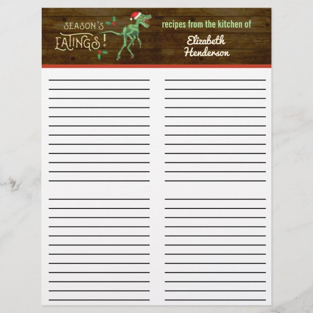 Julfunny Velociraptor Dinosaur Recipes (Framsida)