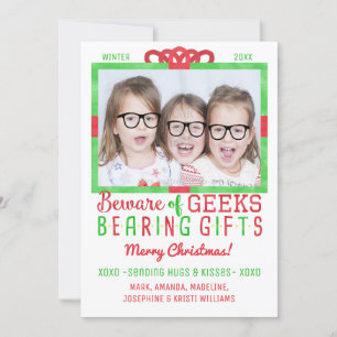 Julfuny Geeks Familjefoto för Helgdag Julkort