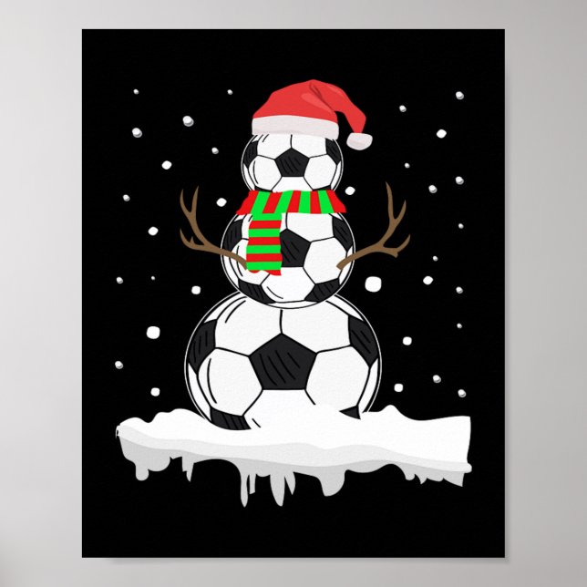 Julfusk Fotboll Ball Snögubbe Julafton Sport Poster (Framsidan)