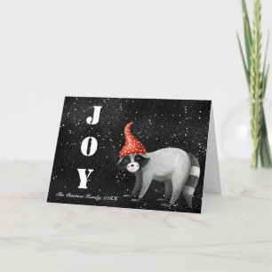 Julfusk Raccoon Joy Black Helgdagskorts Helgkort