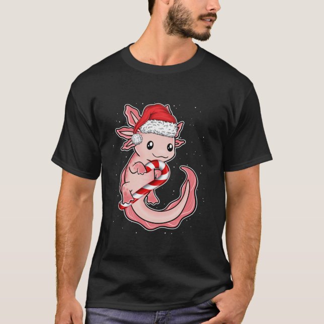Julfusk Smiling Axolotl Candy cane Sweet L T Shirt (Framsida)
