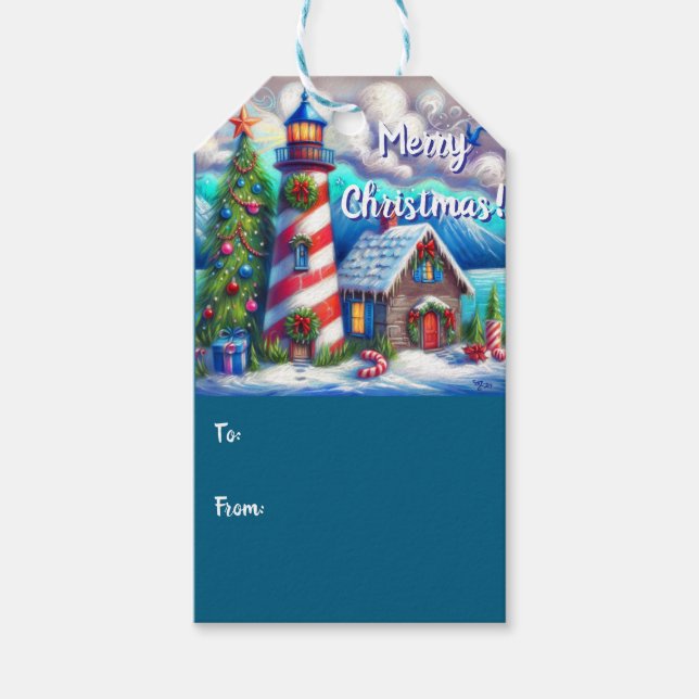 Julfyren Nautical Coastal Mountain Presentetikett (Framsidan)