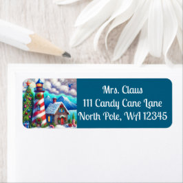 Julfyren Nautical Coastal Mountain Returadress Etikett