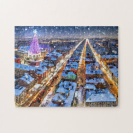 Julgallerikonst Photo Puzzles Winter City Pussel