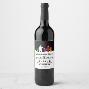 Julgang Helgdag Vin-etiketten Vinflaska Etikett
