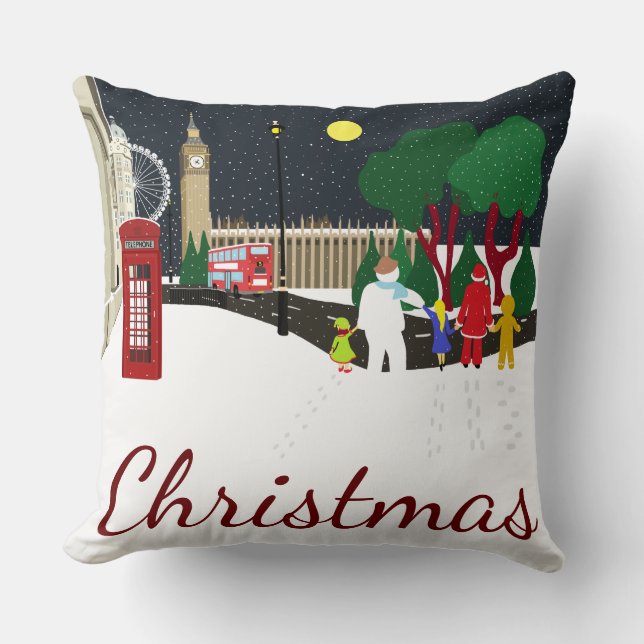 Julgang i London Cushion Kudde (Framsida)