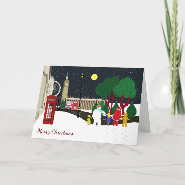 Julgang i London Helgdag Card Helgkort (Framsida)