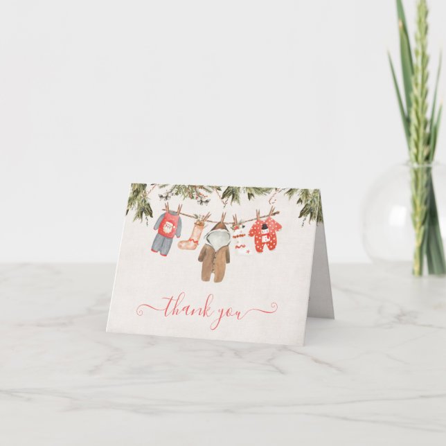 Julgardinlinje Babykläder Clothesline Tack Kort (Framsida)