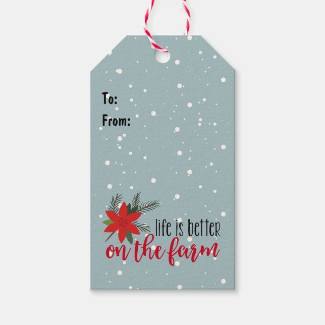 Julgårdshuset på Snöflingor Presentetikett (Framsidan)
