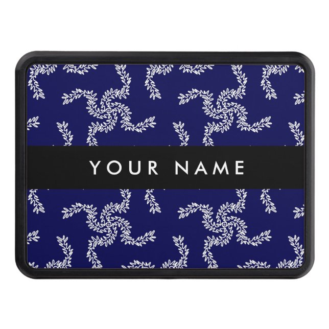 Julgarland, blå, ditt namn, anpassa dragkroksskydd (Framsidan)