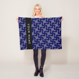 Julgarland, blå, ditt namn, anpassa fleecefilt