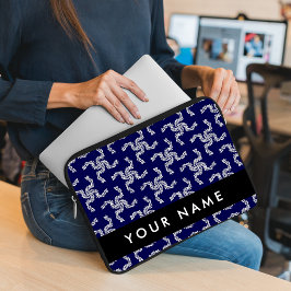 Julgarland, blå, ditt namn, anpassa laptop fodral