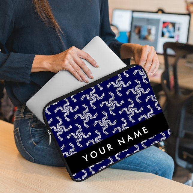 Julgarland, blå, ditt namn, anpassa laptop fodral (Skapare uppladdad)