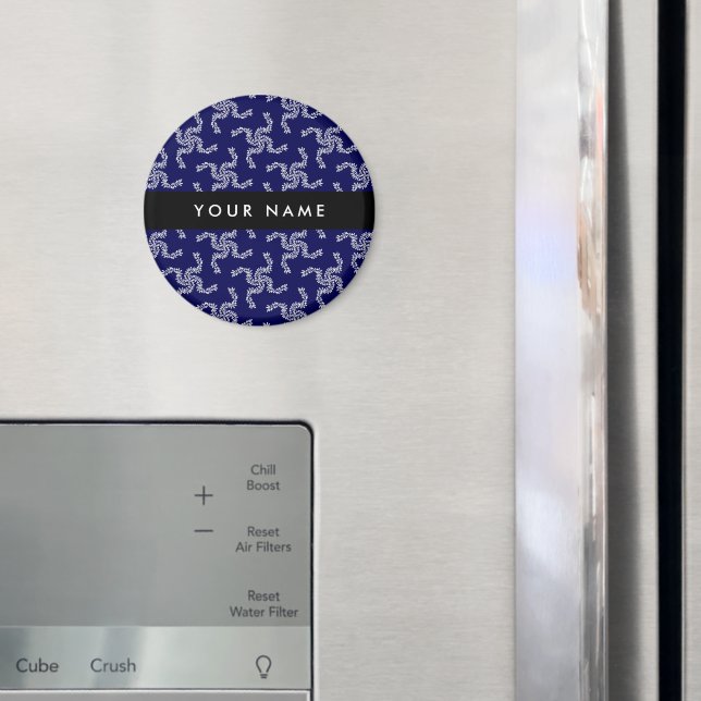 Julgarland, blå, ditt namn, anpassa magnet (In Situ (Fridge))