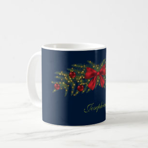 Julgarland med rött skägg och baljfrukter kaffemugg