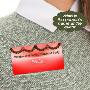 Julgarland och Papper etikett för Red Bow Namn bri Fraktsedel