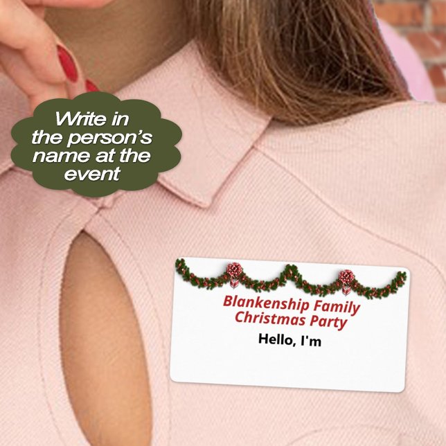 Julgarland och Röda badet Pappra Namn bricka Fraktsedel (Make custom sticker name tags a party of your Christmas event essentials to help guests remember. )