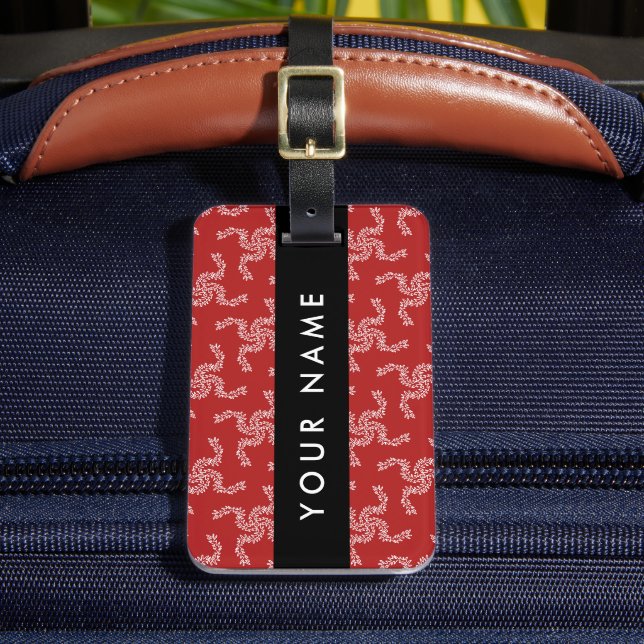 Julgarland, rött, ditt namn, Anpassa Bagagebricka (Framsida Insitu 2)