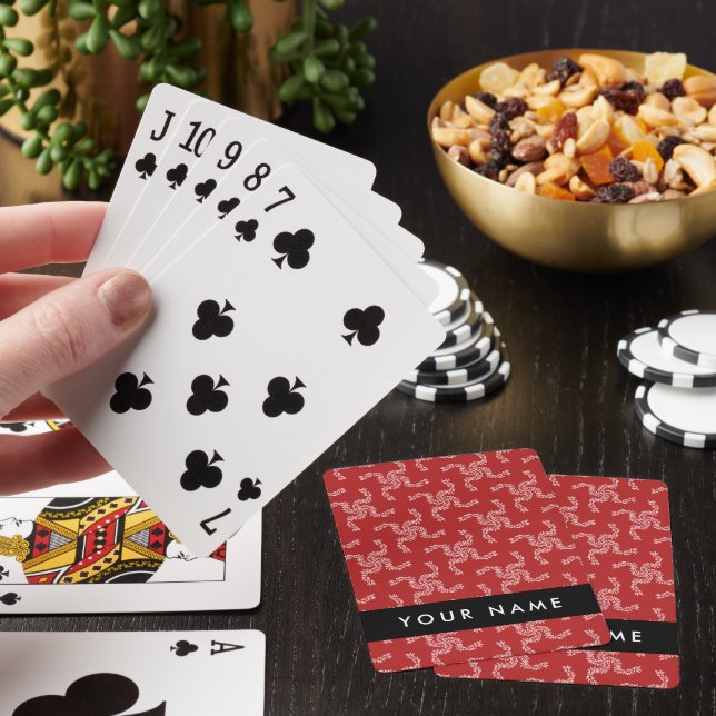 Julgarland, rött, ditt namn, Anpassa Casinokort (På plats)