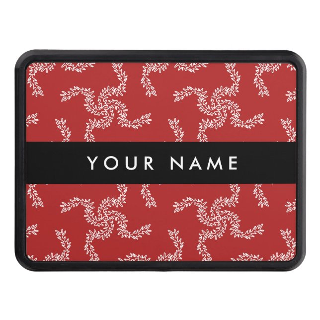 Julgarland, rött, ditt namn, Anpassa Dragkroksskydd (Framsidan)