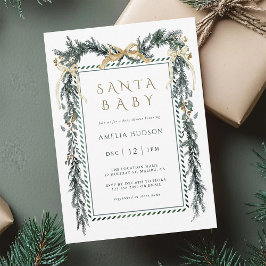 Julgarland Santa Baby Shower Inbjudningar