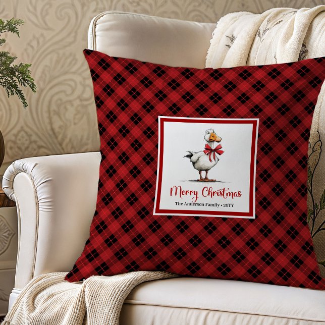 Julgäss Humor Leksamt Kastkudde Konst Kudde (Christmas Geese Humor Playful Throw Pillow Art)