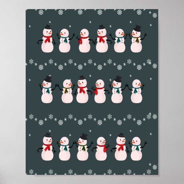 Julgåva | Cute Snögubbe genom Snö Poster (Framsidan)
