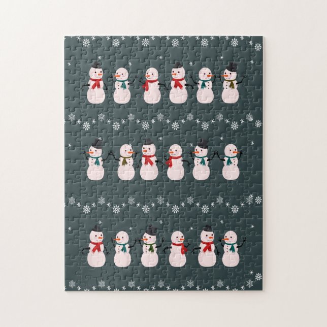 Julgåva | Cute Snögubbe genom Snö Pussel (Vertikal)