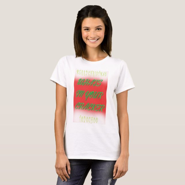 Julgåva färg röd vit grönt med text t shirt (Hel framsida)