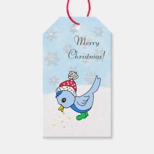 Julgåva från Cute Festive Blue Bird Helgdag Presentetikett