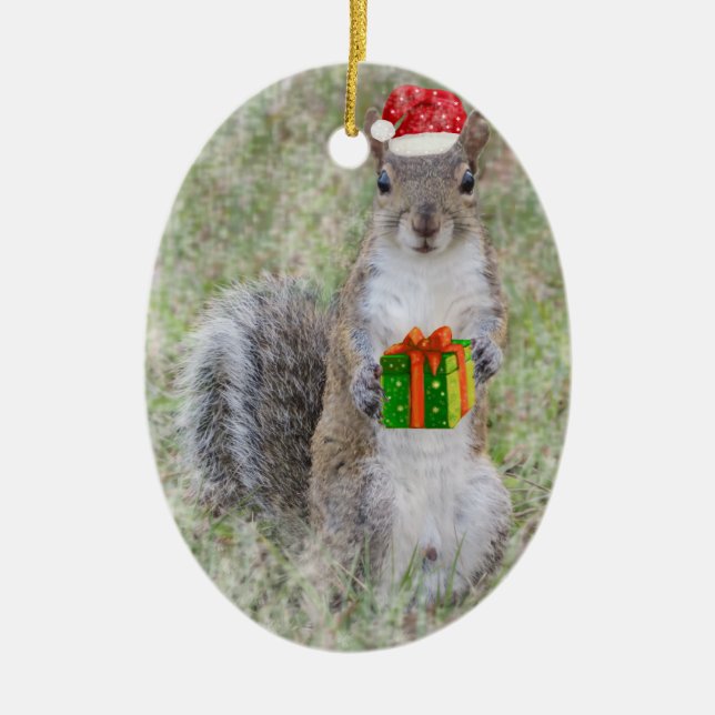 Julgåva från ekorre julgransprydnad keramik (Framsidan)