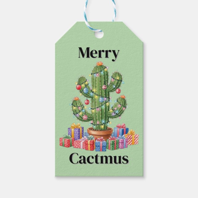 Julgåva Märkre - Merry Cactmus Presentetikett (Framsidan)