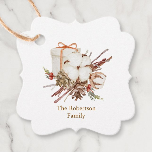 Julgåva med Cotton Bouquet Gåvor Etiketter (Framsida)