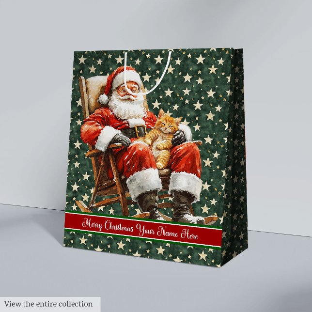 Julgåva med Monogram, Vintagen Santa (Christmas Gift Bag with Monogram, Vintage Santa)