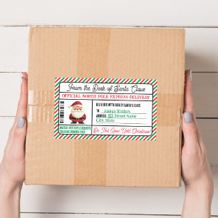 Julgåva Postal Sticker North Pole Delivery Rektangulärt Klistermärke