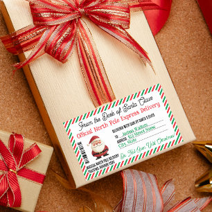 Julgåva Postal Sticker North Pole Delivery Rektangulärt Klistermärke