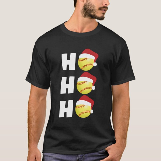 Julgåva till Softball Player Coach 'Ho Ho Ho T Shirt (Framsida)
