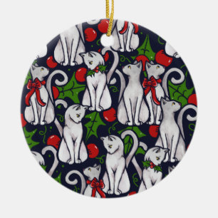Julgåvor för vit katt från Yule Julgransprydnad Keramik