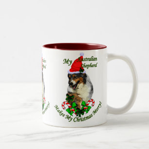 Julgåvor från australian shepherd Två-Tonad mugg