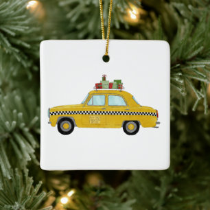 Julgåvor från New York Gult Cab Taxi Julgransprydnad Keramik